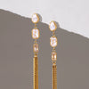 Women's Stainless Steel Geometric Zircon Long Chain Tassel Earrings With Titanium Steel Ear Needles And Pvd Gold Plating