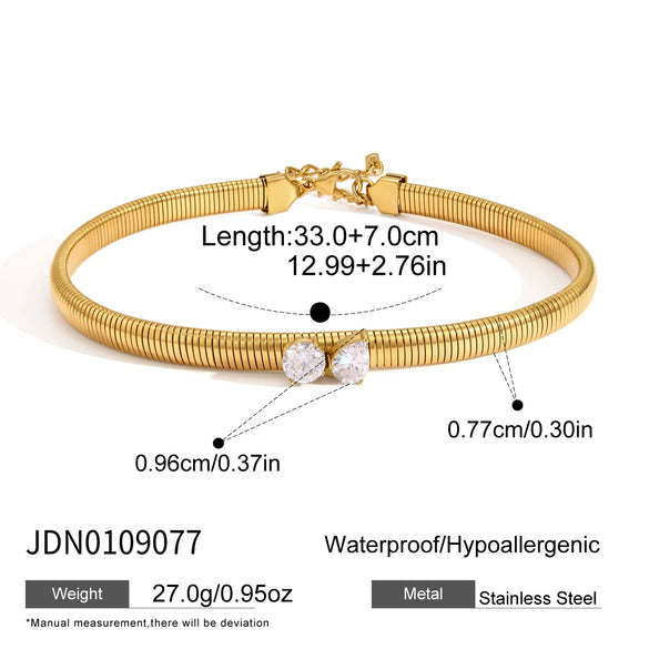 Women's Stainless Steel Geometric Zircon Pendant Necklace With Elegant Plated Finish