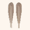 Women's Stainless Steel Geometric Zircon Tassel Statement Stud Earrings With Electroplated Gold Finish