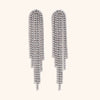 Women's Stainless Steel Geometric Zircon Tassel Statement Stud Earrings With Electroplated Gold Finish