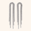 Women's Stainless Steel Geometric Zircon Tassel Statement Stud Earrings With Electroplated Gold Finish
