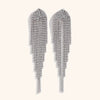 Women's Stainless Steel Geometric Zircon Tassel Statement Stud Earrings With Electroplated Gold Finish