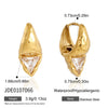 Women's Stainless Steel Geometric Zirconia Stud Earrings With Plated Finish Elegant Pierced Earring Jewelry Wholesale