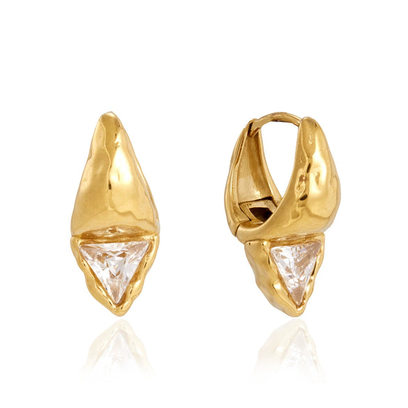 Women's Stainless Steel Geometric Zirconia Stud Earrings With Plated Finish Elegant Pierced Earring Jewelry Wholesale