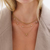Women's Stainless Steel Gold Plated Bow Pendant Layered Necklace With Sparkling Cubic Zirconia Geometric Sweet Style