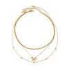 Women's Stainless Steel Gold Plated Bow Pendant Layered Necklace With Sparkling Cubic Zirconia Geometric Sweet Style