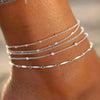 Women's Stainless Steel Gold Plated Cuban Chain Anklet Set Simple Layered Stacked Geometric Foot Jewelry