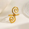 Women's Stainless Steel Gold Plated Open Spiral Ring With Minimalist Geometric Line Design And Polished Fashion Style