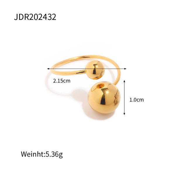 Women's Stainless Steel Gold Spherical Geometric Ring With Electroplating