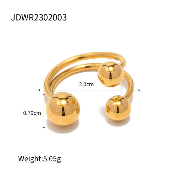 Women's Stainless Steel Gold Spherical Geometric Ring With Electroplating