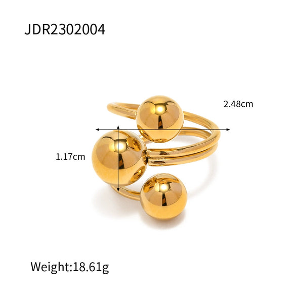 Women's Stainless Steel Gold Spherical Geometric Ring With Electroplating