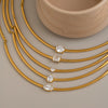 Women's Stainless Steel Gold Tone Necklace With Geometric Zircon Pendant Modern Minimalist Regular Chain Jewelry