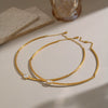 Women's Stainless Steel Gold Tone Necklace With Geometric Zircon Pendant Modern Minimalist Regular Chain Jewelry