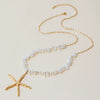 Women's Stainless Steel Goldplated Beaded Clavicle Chain Necklace With Starfish Pendant And Natural Stone Jewelry Animal Zodiac Pattern Electroplating Style