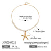 Women's Stainless Steel Goldplated Beaded Clavicle Chain Necklace With Starfish Pendant And Natural Stone Jewelry Animal Zodiac Pattern Electroplating Style