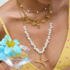 Women's Stainless Steel Goldplated Beaded Clavicle Chain Necklace With Starfish Pendant And Natural Stone Jewelry Animal Zodiac Pattern Electroplating Style