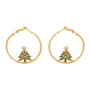 Women's Stainless Steel Goldplated Christmas Necklace And Earrings Set With Enamel Floral Design And Zircon Accents