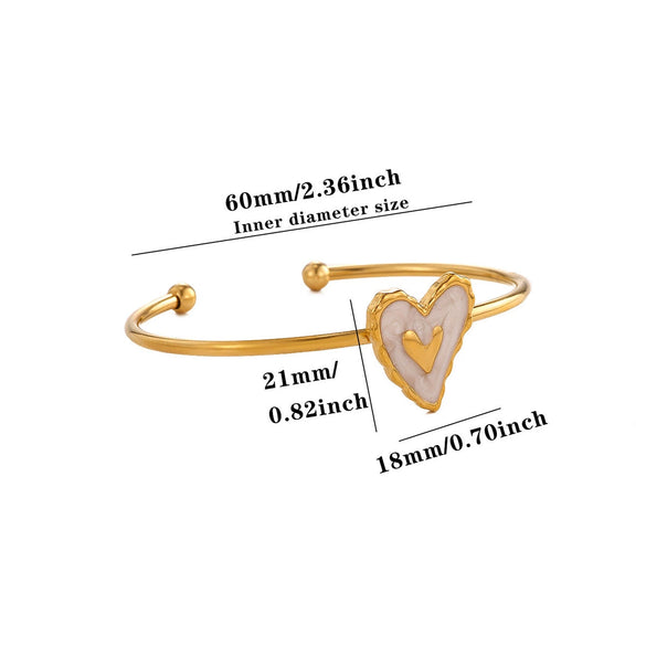 Women's Stainless Steel Goldplated Cshaped Open Bangle With Flower Heart Sun Bee And Pearl Details