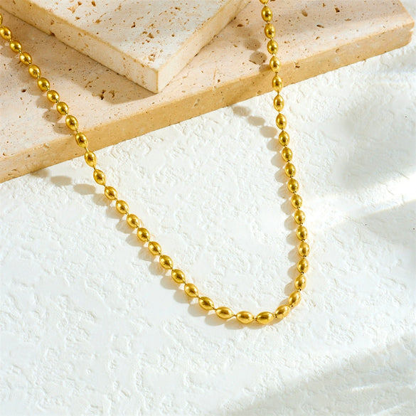 Women's Stainless Steel Goldplated Geometric Punk Clavicle Necklace With Ball Chain