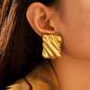 Women's 316L Stainless Steel Goldplated Geometric Square Thread Niche Earrings With Electroplating