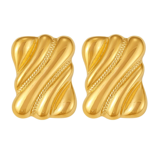 Women's 316L Stainless Steel Goldplated Geometric Square Thread Niche Earrings With Electroplating