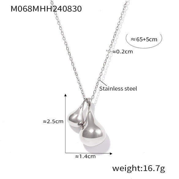 Women's 316L Stainless Steel Goldplated Water Drop Pendant Necklace With Geometric Pattern Fashion Style