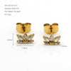 Women's 316 Stainless Steel Goldtone Zircon Earrings With Geometric Petal Floral Design And Light Luxury Style