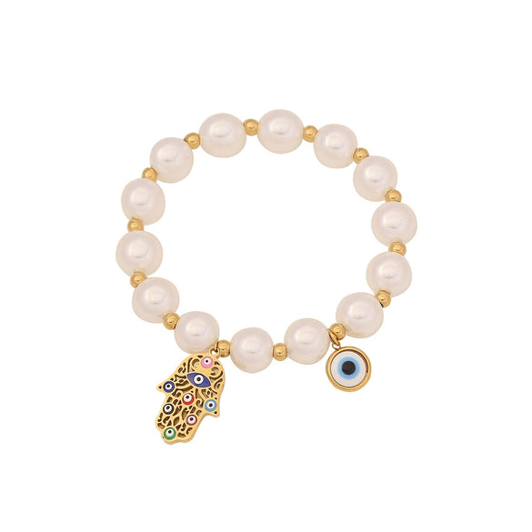 Women's Stainless Steel Handmade Original Design Bead Drop Oil Eye Bracelet