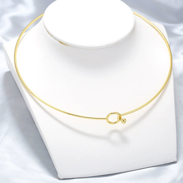 Women's Stainless Steel Handmade Simple Geometric Pattern Round Collar Necklace With Regular Chain