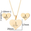 Women's Stainless Steel Heart And Electrocardiogram Jewelry Set With Geometric Earrings And Heart Pendant Necklace