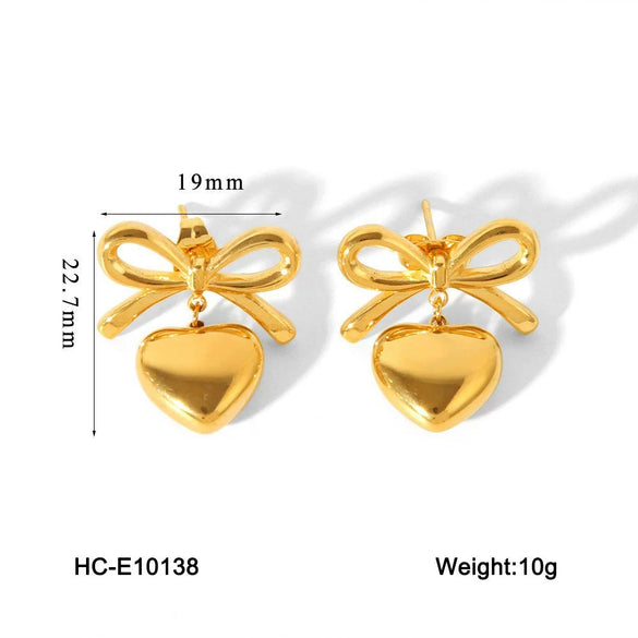 Women's Stainless Steel Heart And Geometric Pattern Electroplated Earrings