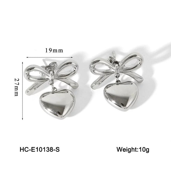 Women's Stainless Steel Heart And Geometric Pattern Electroplated Earrings