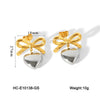 Women's Stainless Steel Heart And Geometric Pattern Electroplated Earrings