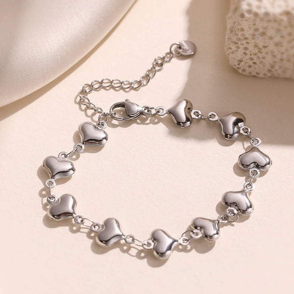 Women's Stainless Steel Heart Bracelet Electroplated Fashionable And Simple