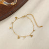 Women's Stainless Steel Heart Cross Pendant Anklet With Gold Tone Finish Star Pattern And Glass Diamond Accents On A Thin Chain