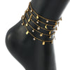Women's Stainless Steel Heart Cross Pendant Anklet With Gold Tone Finish Star Pattern And Glass Diamond Accents On A Thin Chain