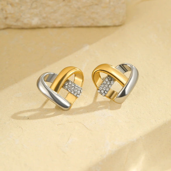 Women's Stainless Steel Heart Geometric Electroplated Earrings
