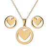 Women's Stainless Steel Heart Necklace And Earring Jewelry Set With Electroplated Finish And Simple Ochain Design