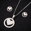 Women's Stainless Steel Heart Necklace And Earring Jewelry Set With Electroplated Finish And Simple Ochain Design
