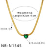 Women's Stainless Steel Heart Necklace With Zircon Inlay 18K Vacuum Plated Geometric Pendant And Regular Chain