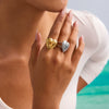 Women's Stainless Steel Heart Open Ring Geometric Design Electroplated