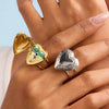 Women's Stainless Steel Heart Open Ring Geometric Design Electroplated