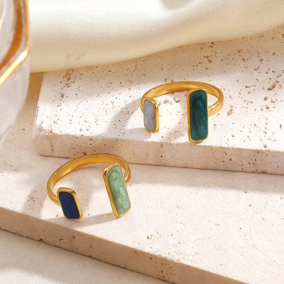 Women's Stainless Steel Heart Open Ring With Colorful Oil Drip Enamel Electroplated Retro Adjustable Design