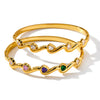 Women’s Stainless Steel Heart Pattern Bracelet With Zircon Accents And Gold Plated Finish Simple Elegant Design