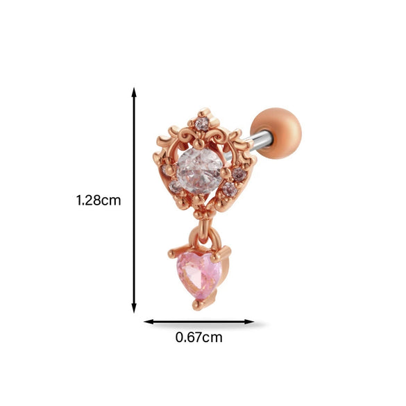 Women's Stainless Steel Heart Pattern Electroplating Ear Nail