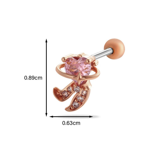 Women's Stainless Steel Heart Pattern Electroplating Ear Nail