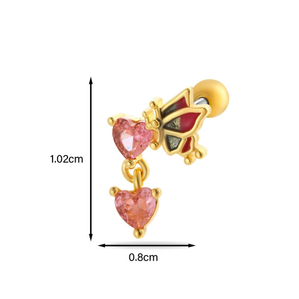 Women's Stainless Steel Heart Pattern Electroplating Ear Nail