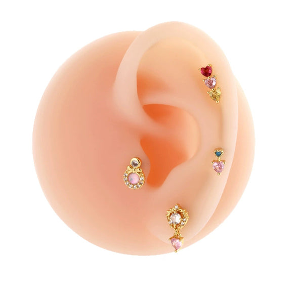 Women's Stainless Steel Heart Pattern Electroplating Ear Nail