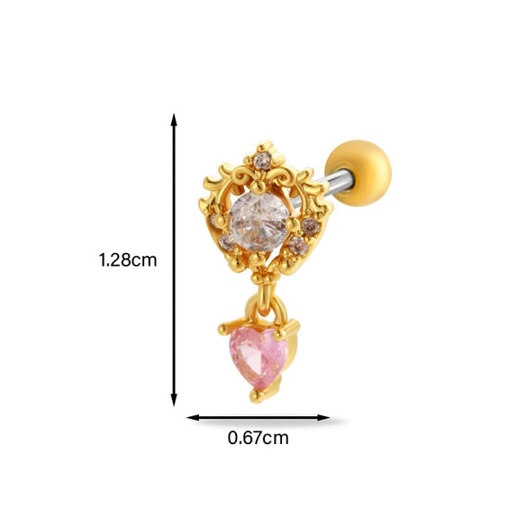 Women's Stainless Steel Heart Pattern Electroplating Ear Nail