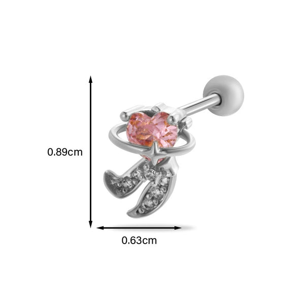 Women's Stainless Steel Heart Pattern Electroplating Ear Nail